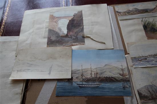 Commander J.Corbett (19th C.) Naval officers sketches of voyages in the 1850s including Attack on the Forts at Fatshan, China in 1857